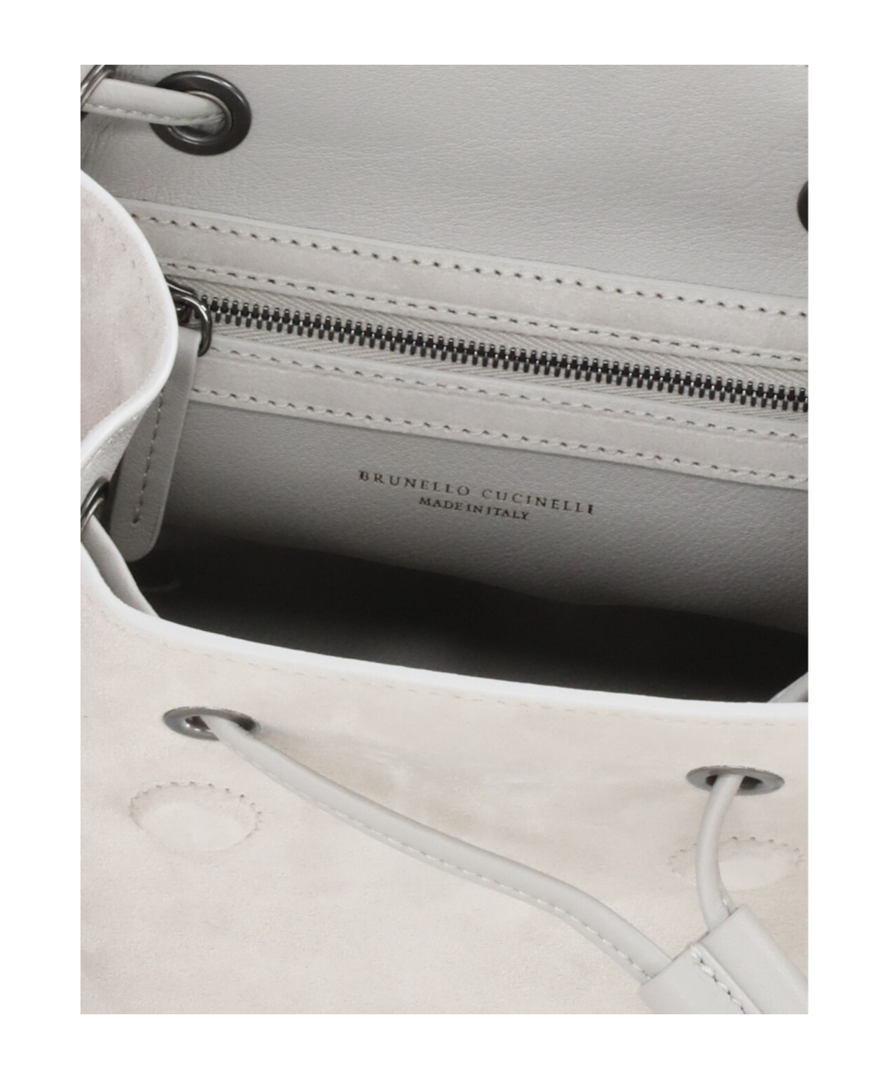 Brunello Cucinelli Logo Embossed Drawstring Backpack In White