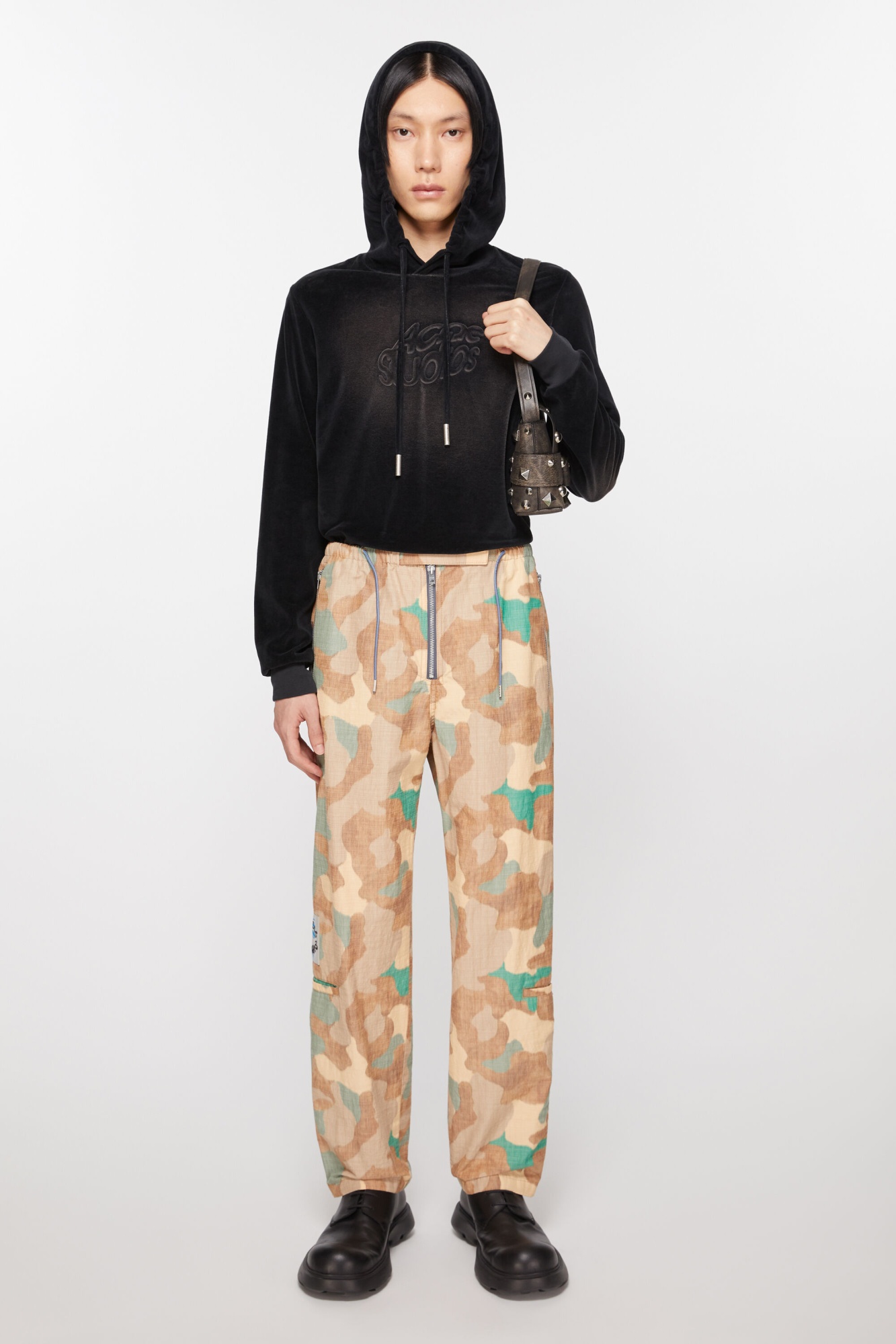 Acne Studios Camouflage-pattern Straight-leg Trousers In Nude