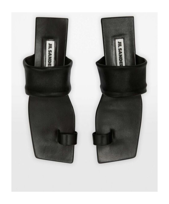 Shop Jil Sander Flat Sandals In Black