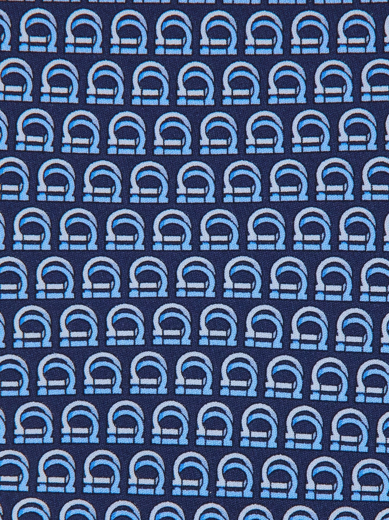 Ferragamo Salvatore  Interwoven Gancini Print Tie In Blue