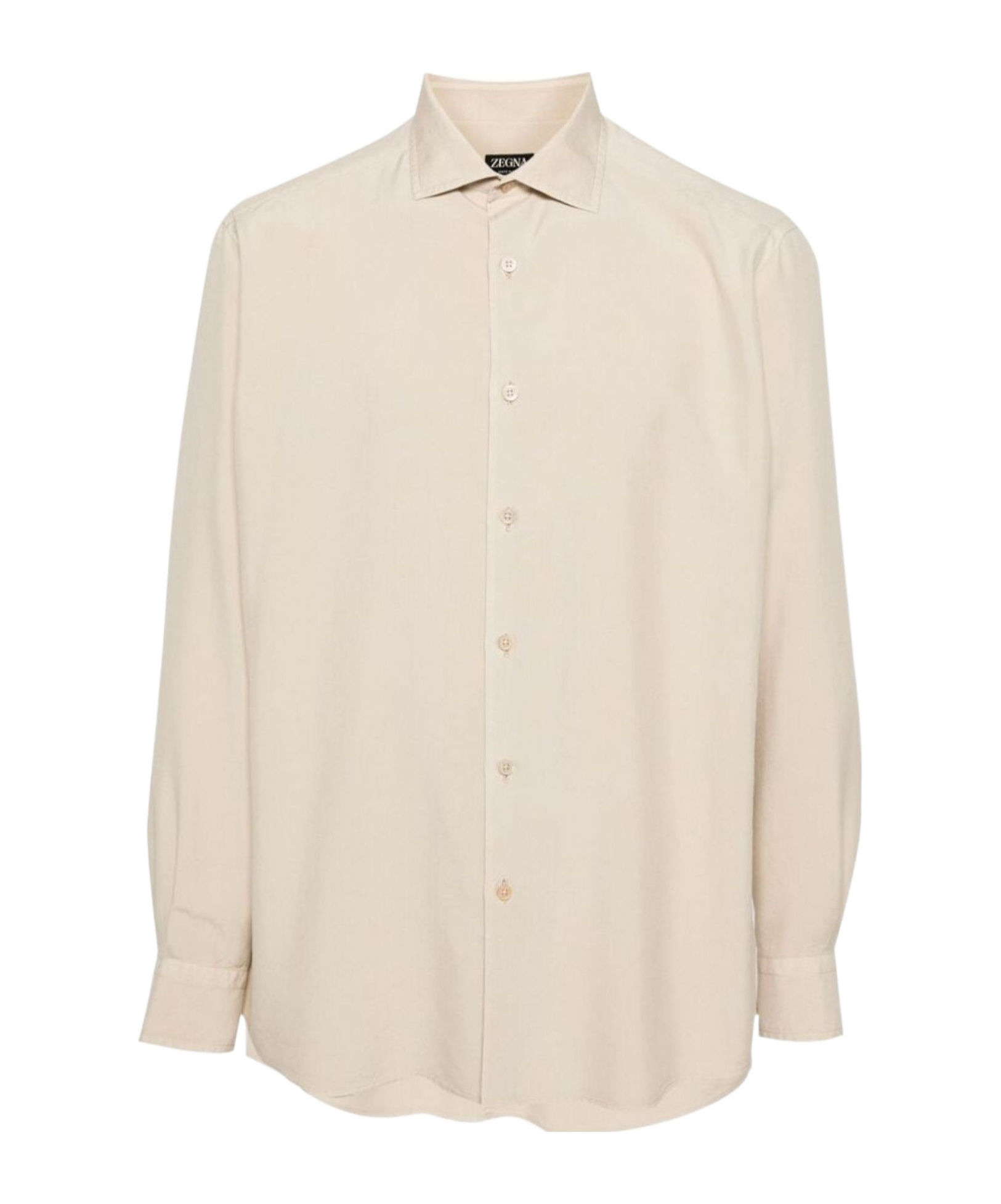 Zegna Long-sleeve Silk Shirt In Nude