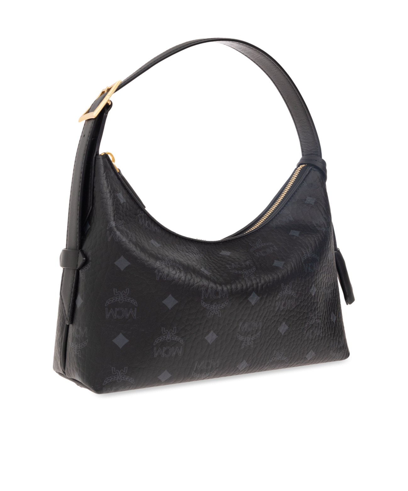 Mcm Logo Shoulder Bag In Black