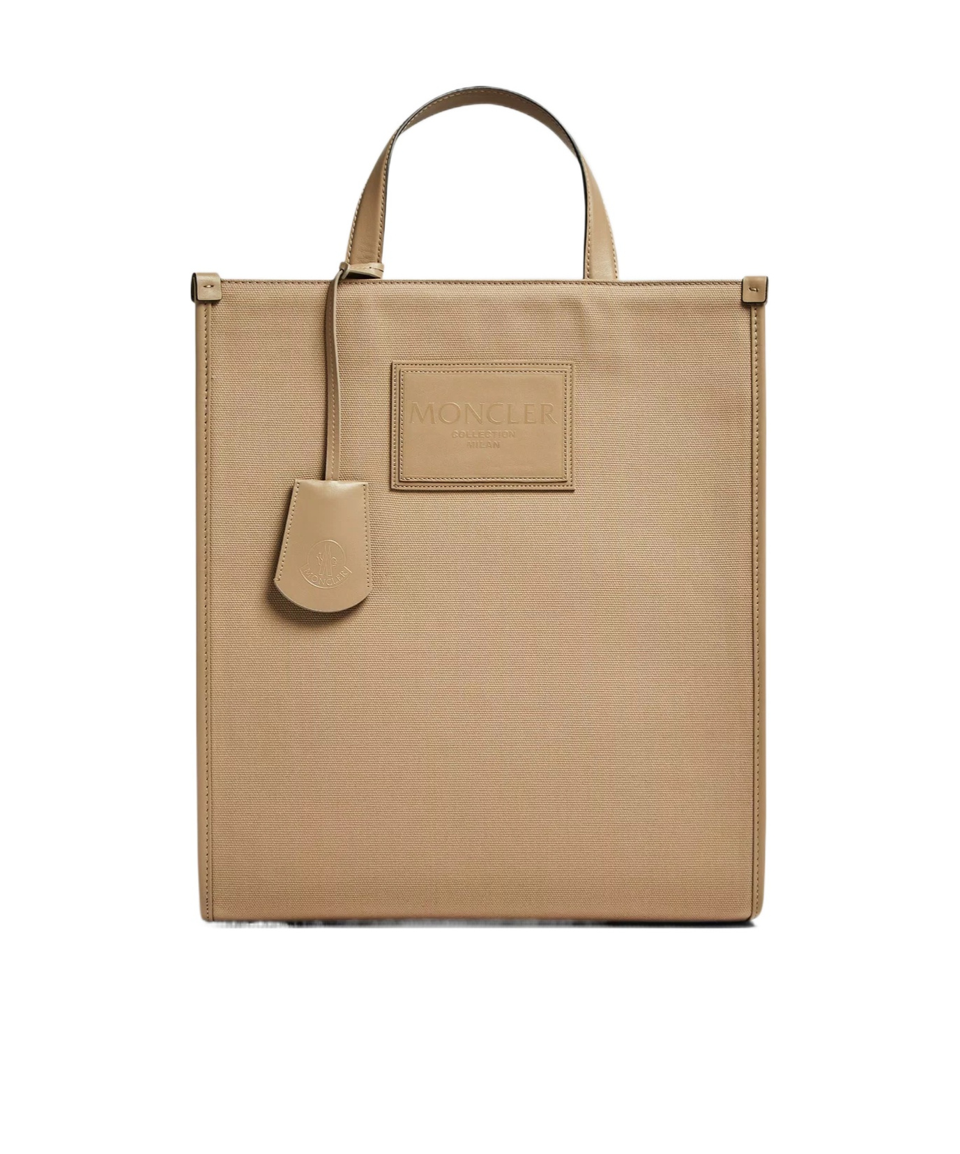 Moncler Alanah Leather-trimmed Canvas Tote Bag Beige In Neutral