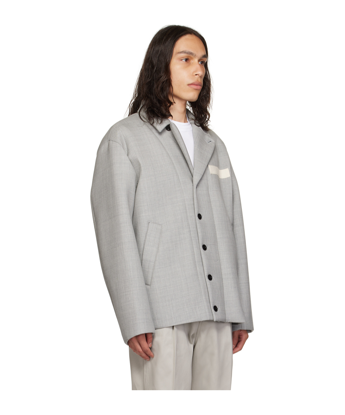 Sacai Gray Suiting Bonding Jacket In Gray