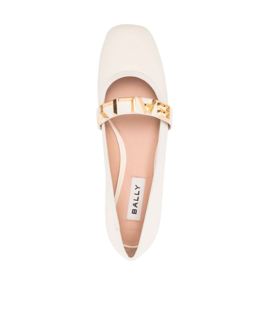 Bally White Balby Ballets Round Toe In White