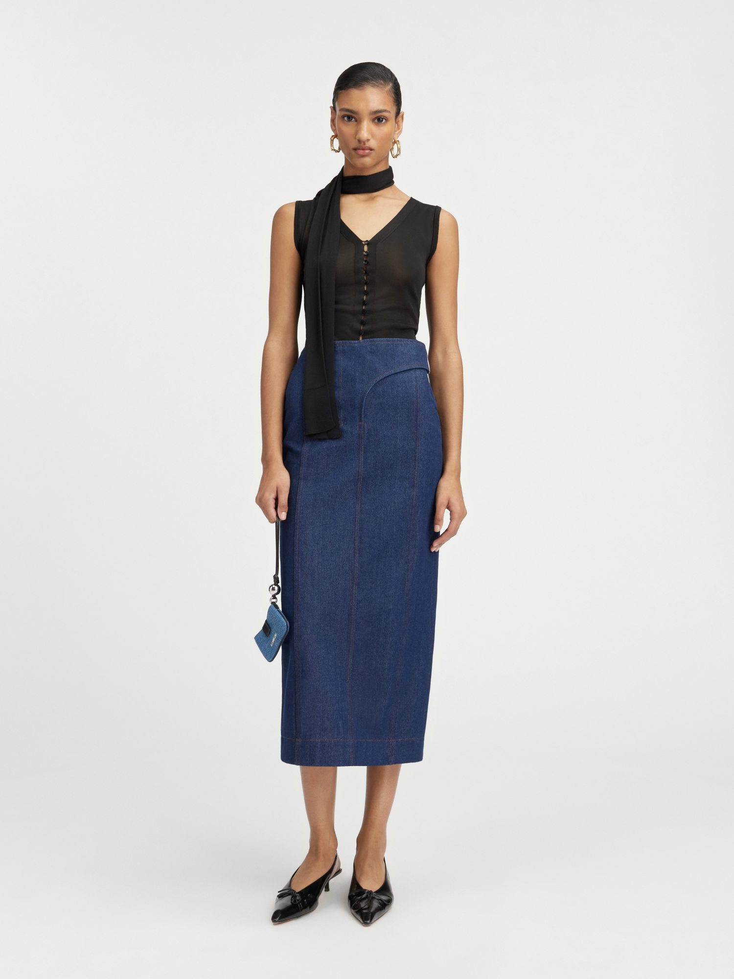 Jacquemus Logo Pencil Skirt In Blue