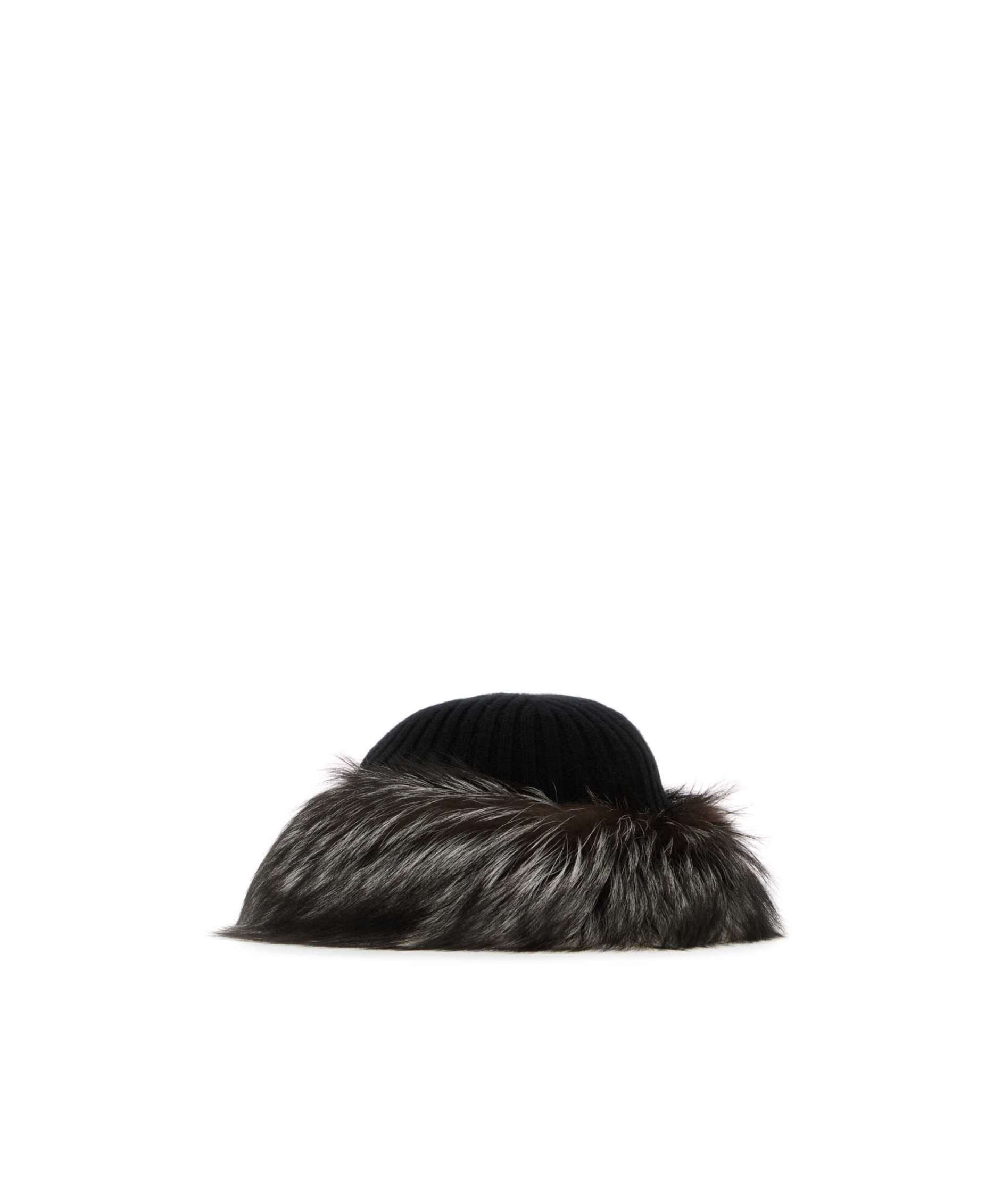 Prada Knitted Woolen Cap In Black