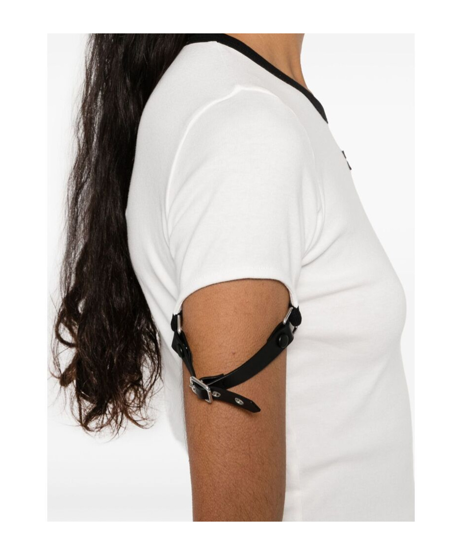 Courrèges Fitted White T-shirt With Contrasting Ribbed Trim In White