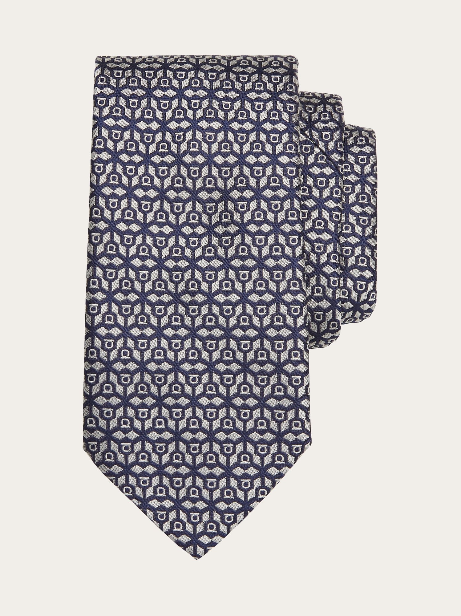 Ferragamo Salvatore  Monogrammed Tie In Gray