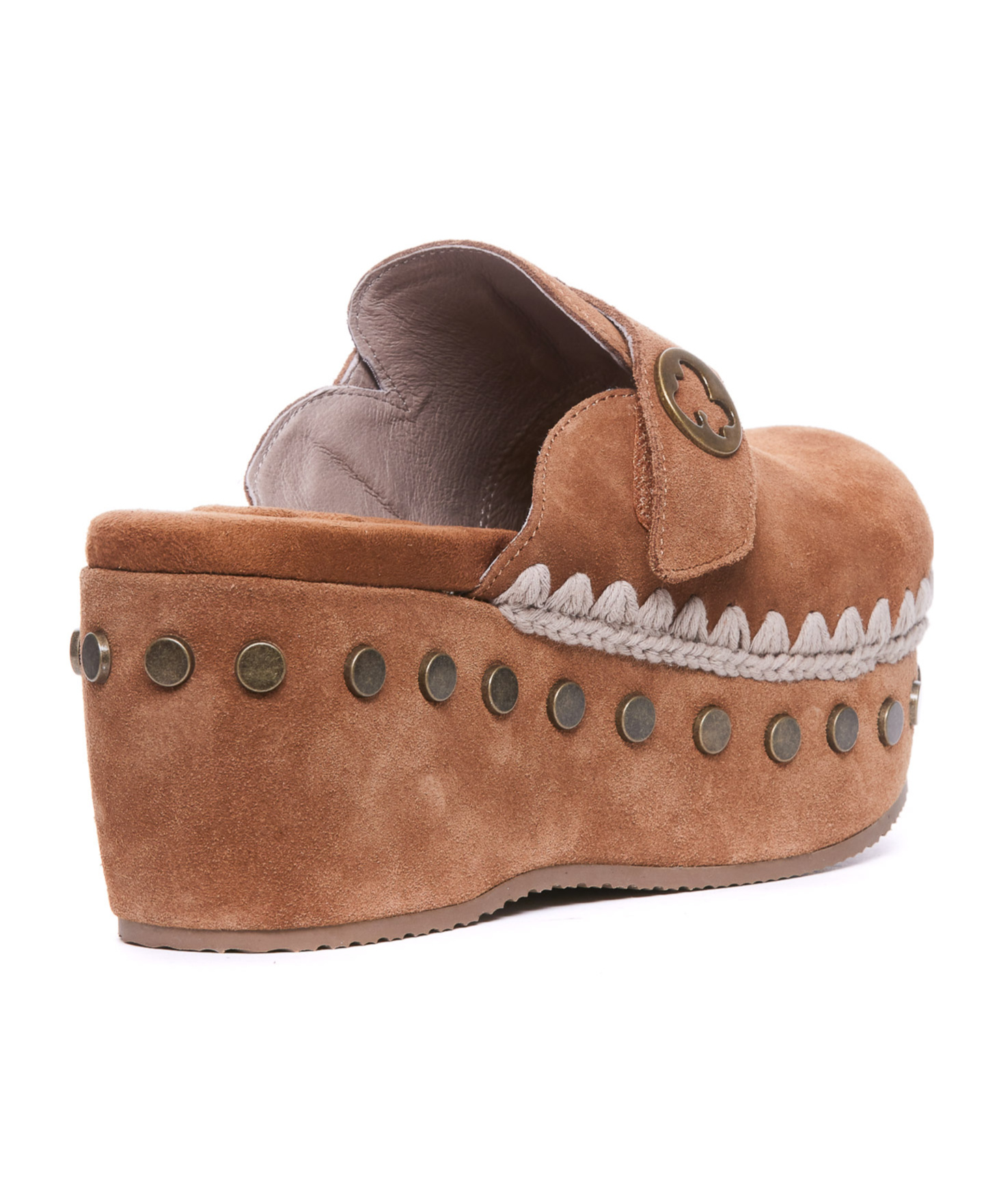 Mou Overstitch Clogs In Brown