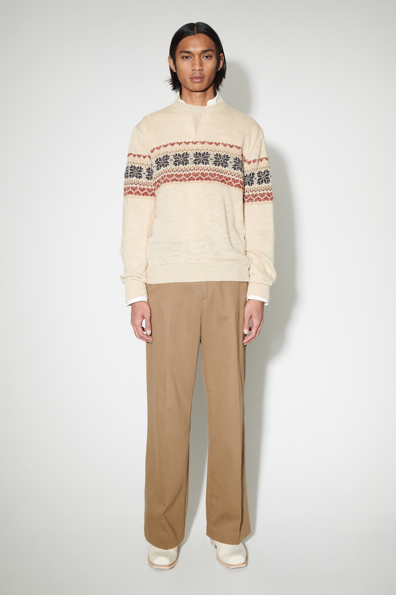Our Legacy Snow Fairisle-motif Jumper In Nude