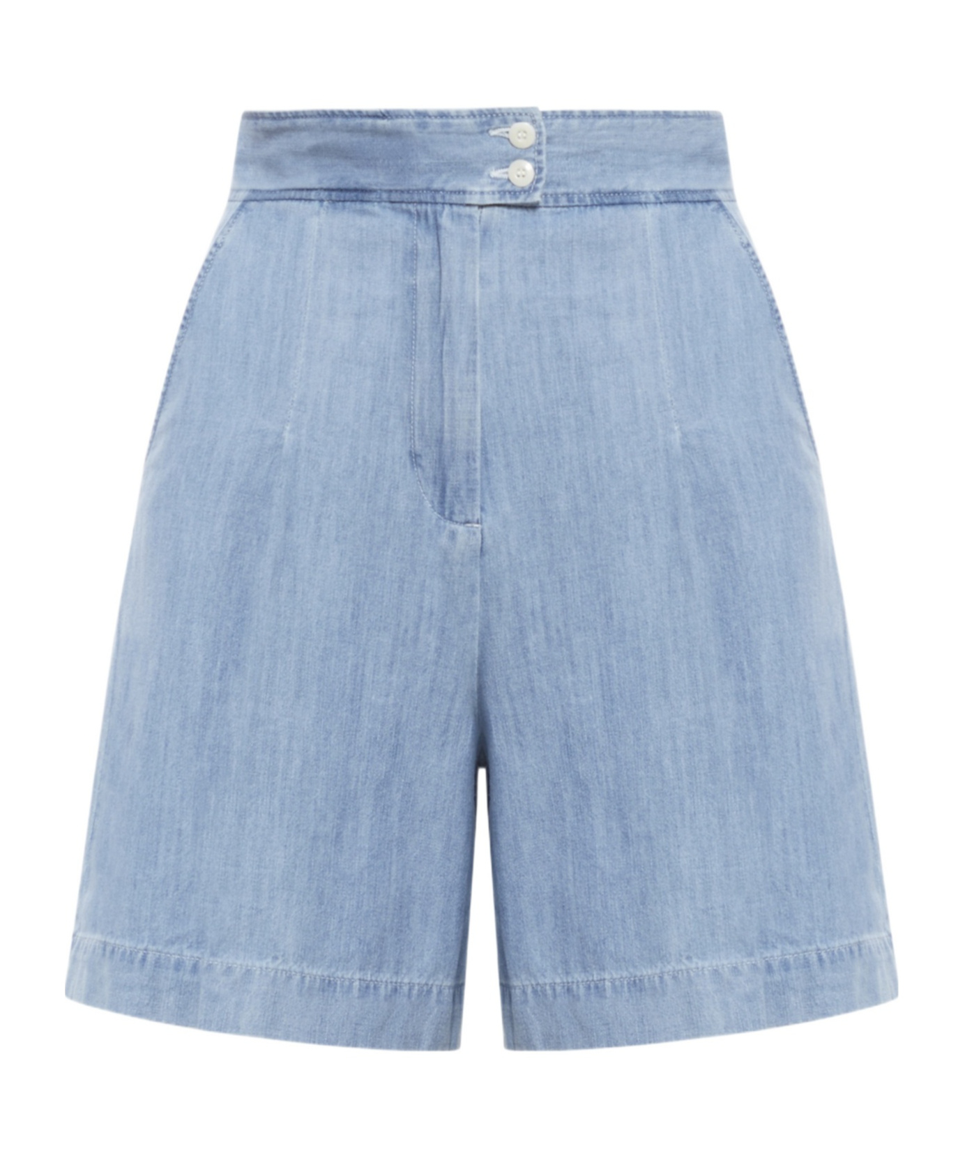 Apc Pleated Denim Shorts In Blue