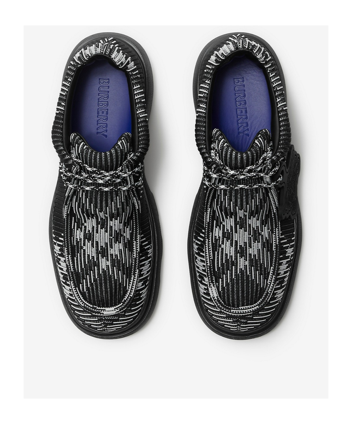 Burberry Men's Check Woven Creeper Shoes In Black