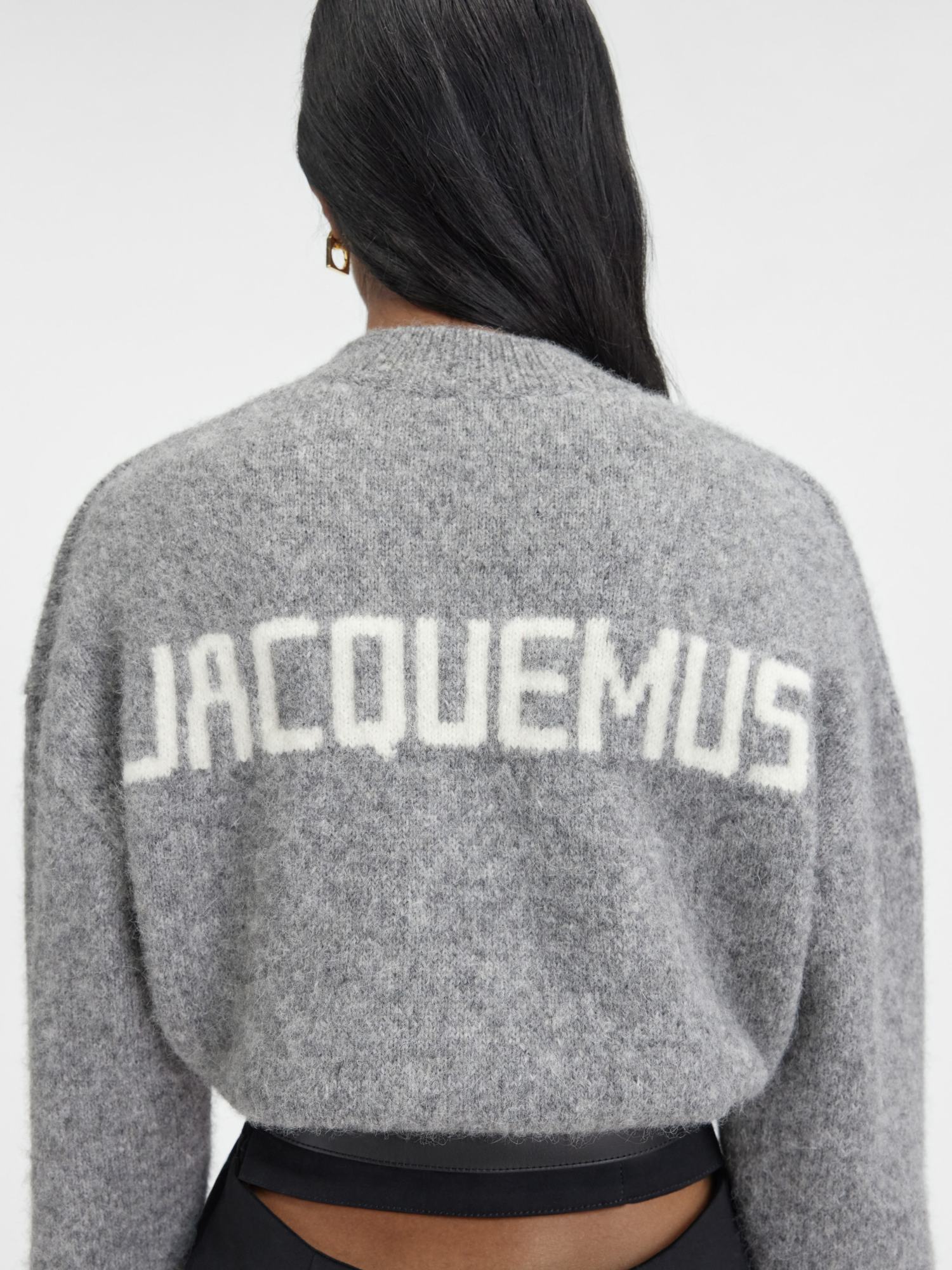 Jacquemus Logo Intarsia Knit Jumper In Gray
