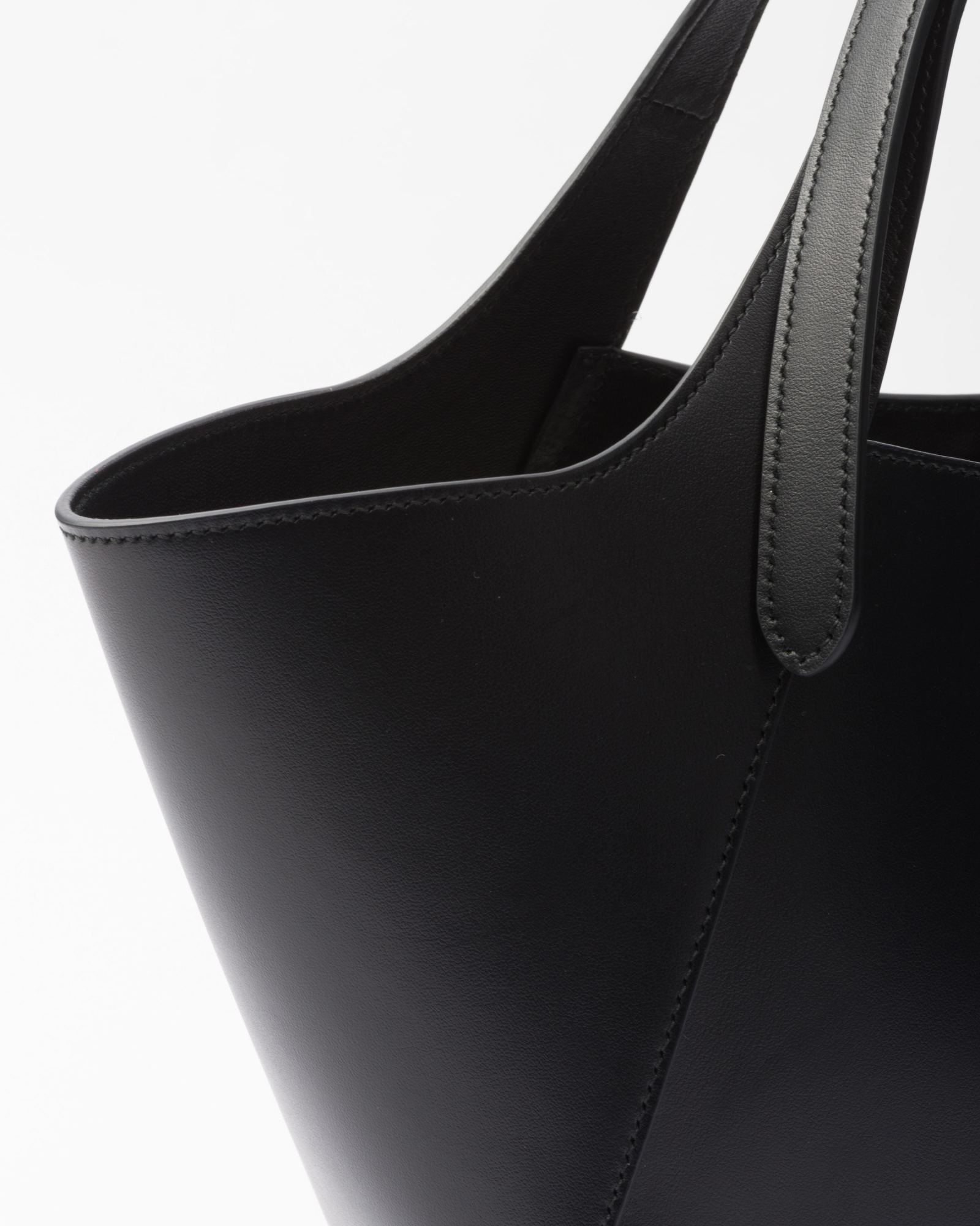 Prada Medium Leather Tote Bag In Black