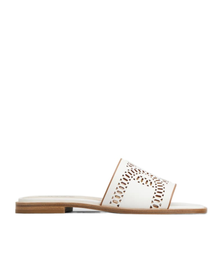 Tod's Laser-cut Leather Sandals In White