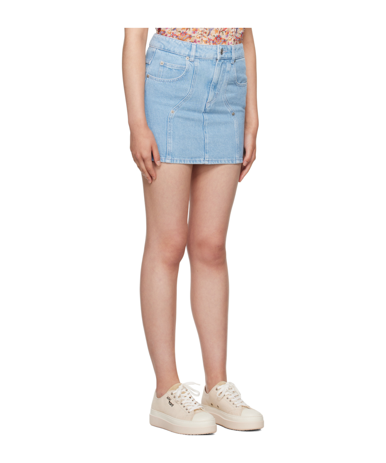Isabel Marant Étoile Mid-rise Denim Miniskirt In Nude