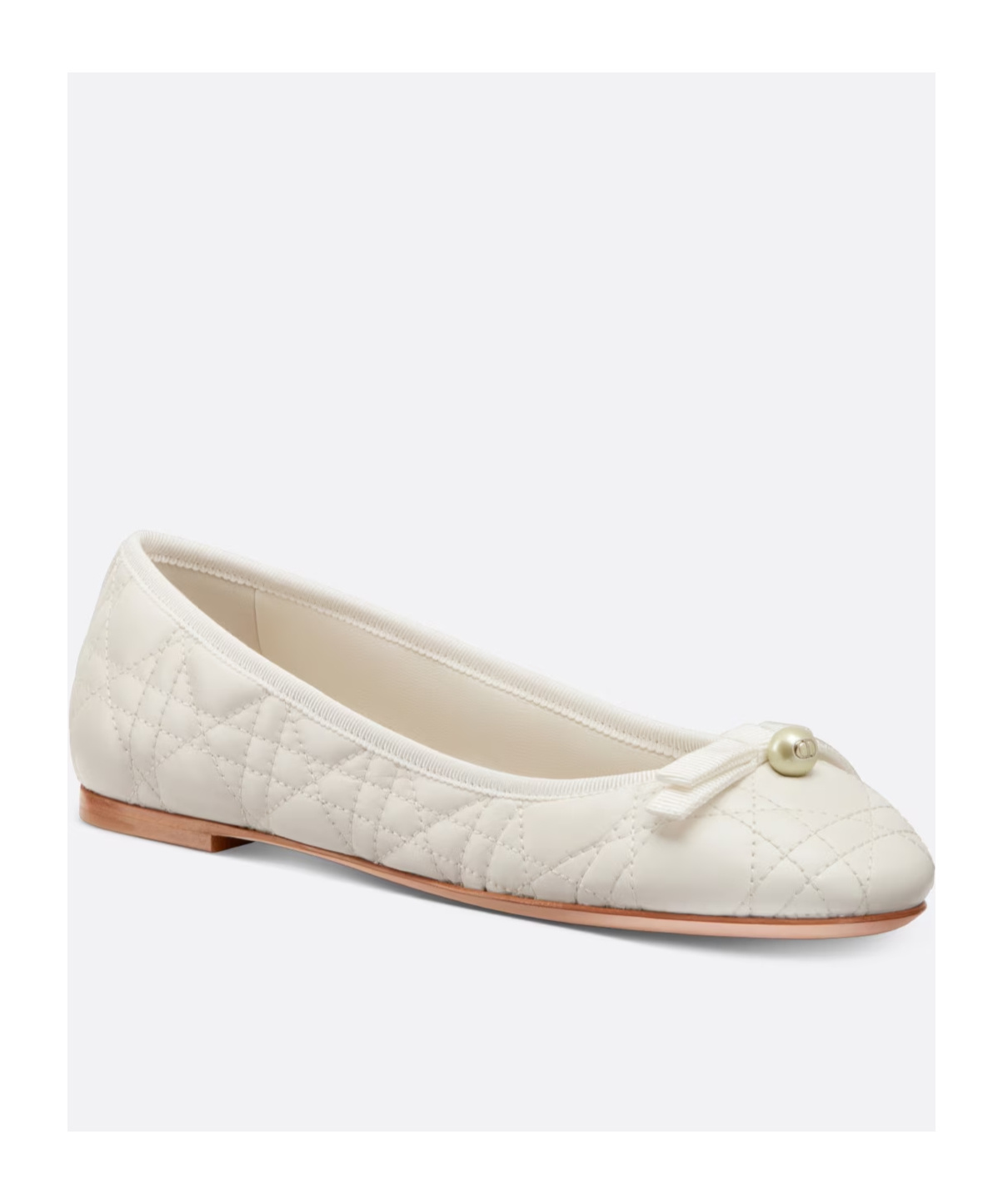Dior Pattern Quilted Ballet Shoes In White