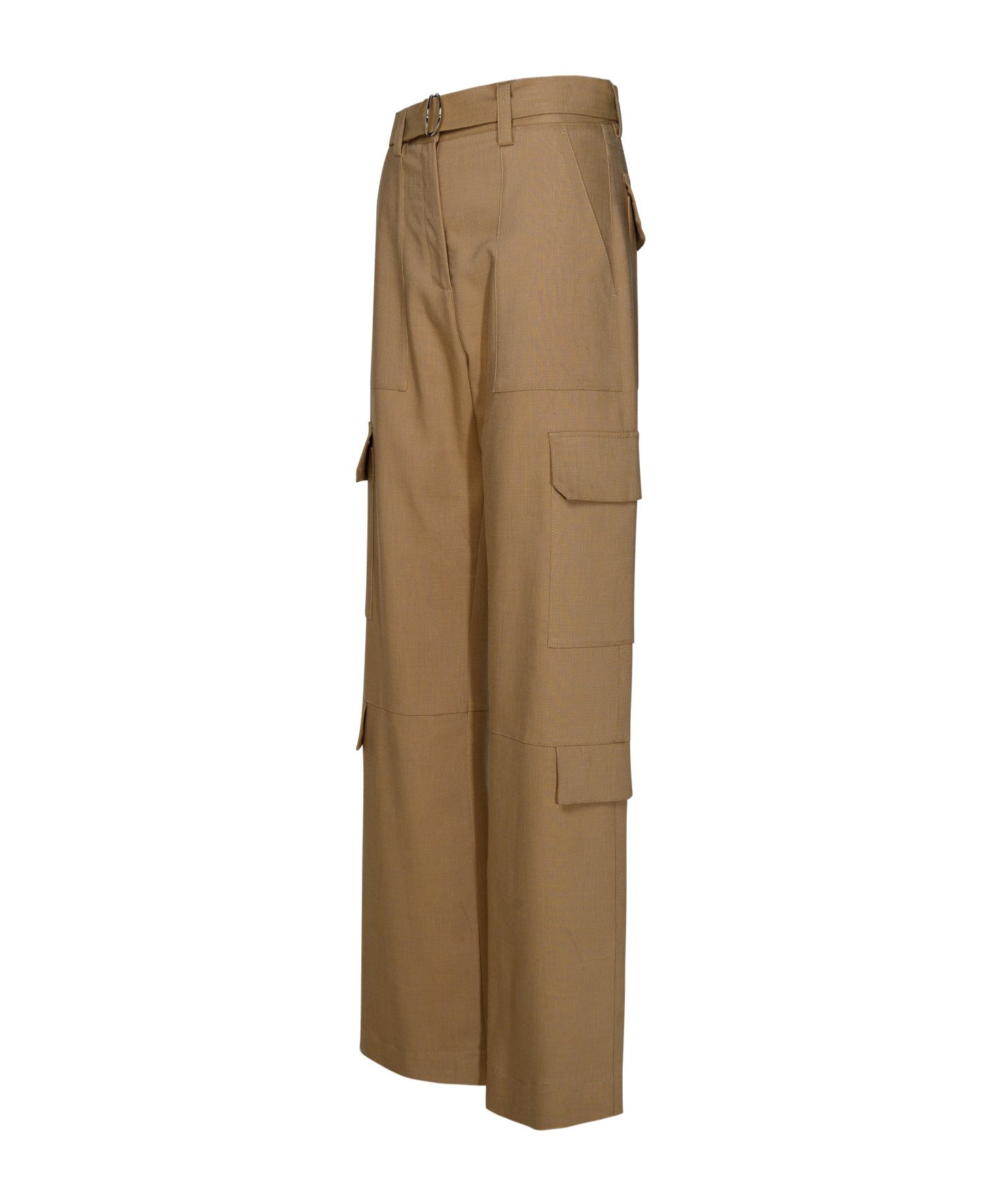 Msgm Belted High-waist Palazzo Cargo Pants In Brown