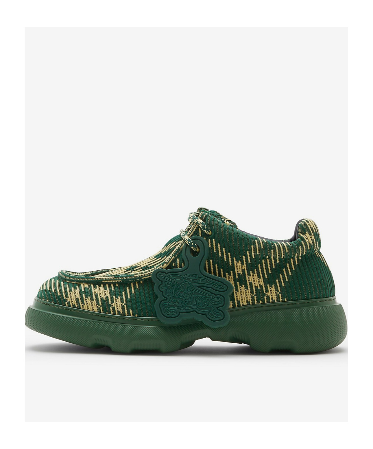 Burberry Embroidered Fabric Creeper Lace-up Shoes In Green