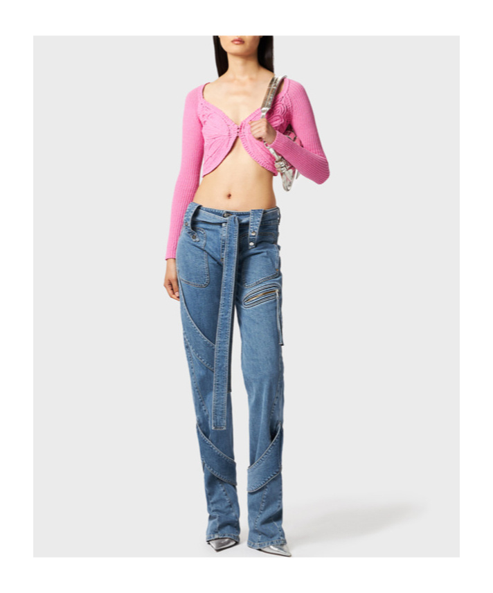 Blumarine Butterfly Embroidered Cardigan In Pink