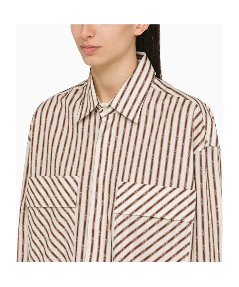 Amiri Logo Striped Double-pocket Workwear Shirt In White