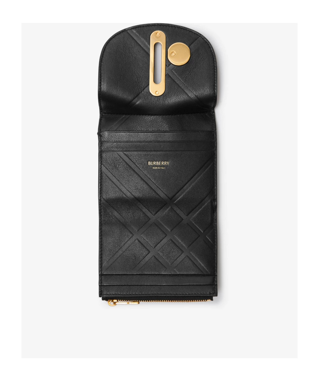 Burberry Rocking Horse Leather Compact Wallet In Black In Black
