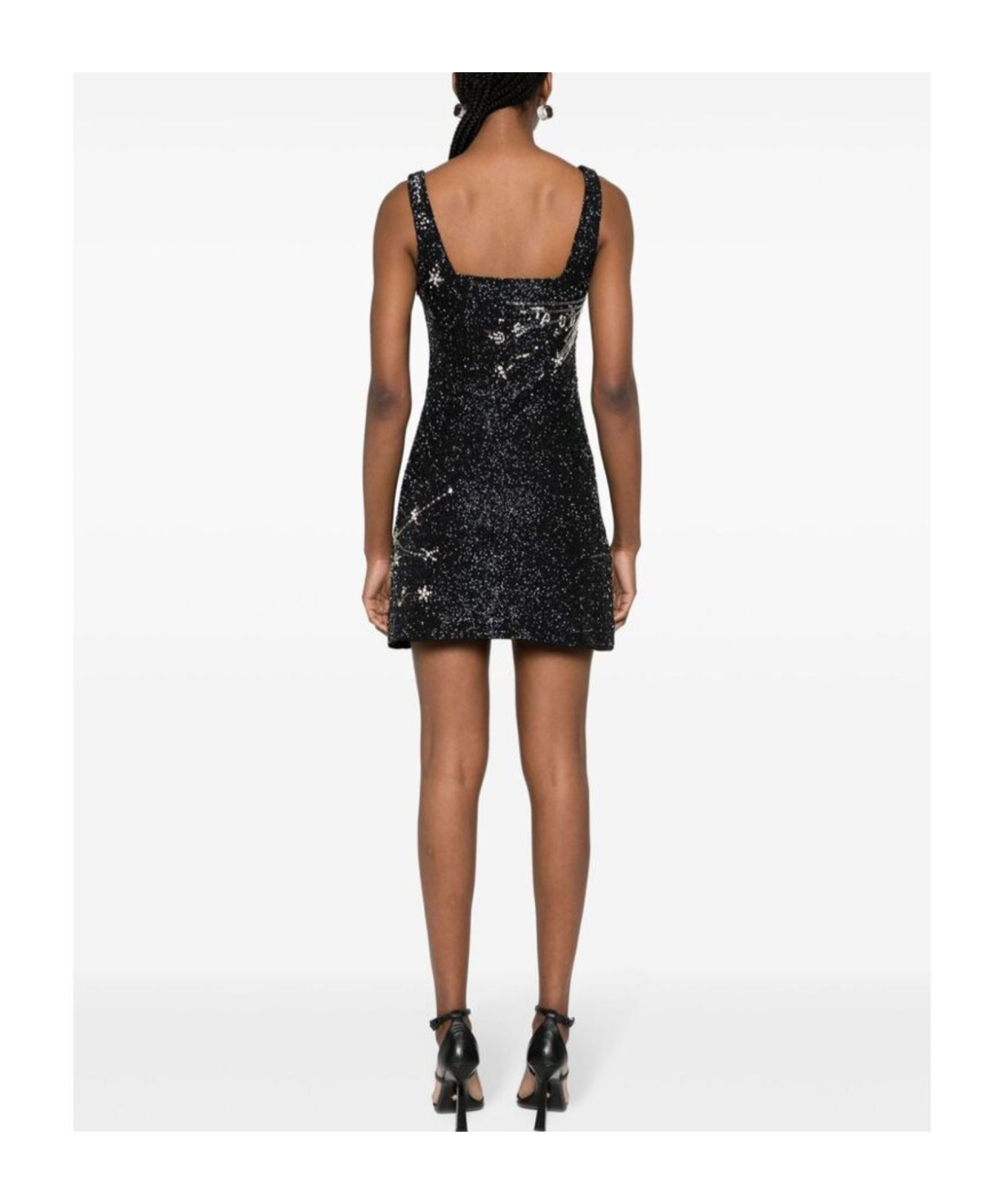 Staud Mini Dress With Constellation Pattern And Slit In Black