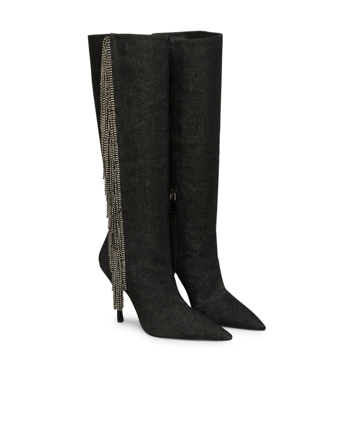 Shop Stuart Weitzman Crystal Fringe 100mm Knee-high Boots In Black