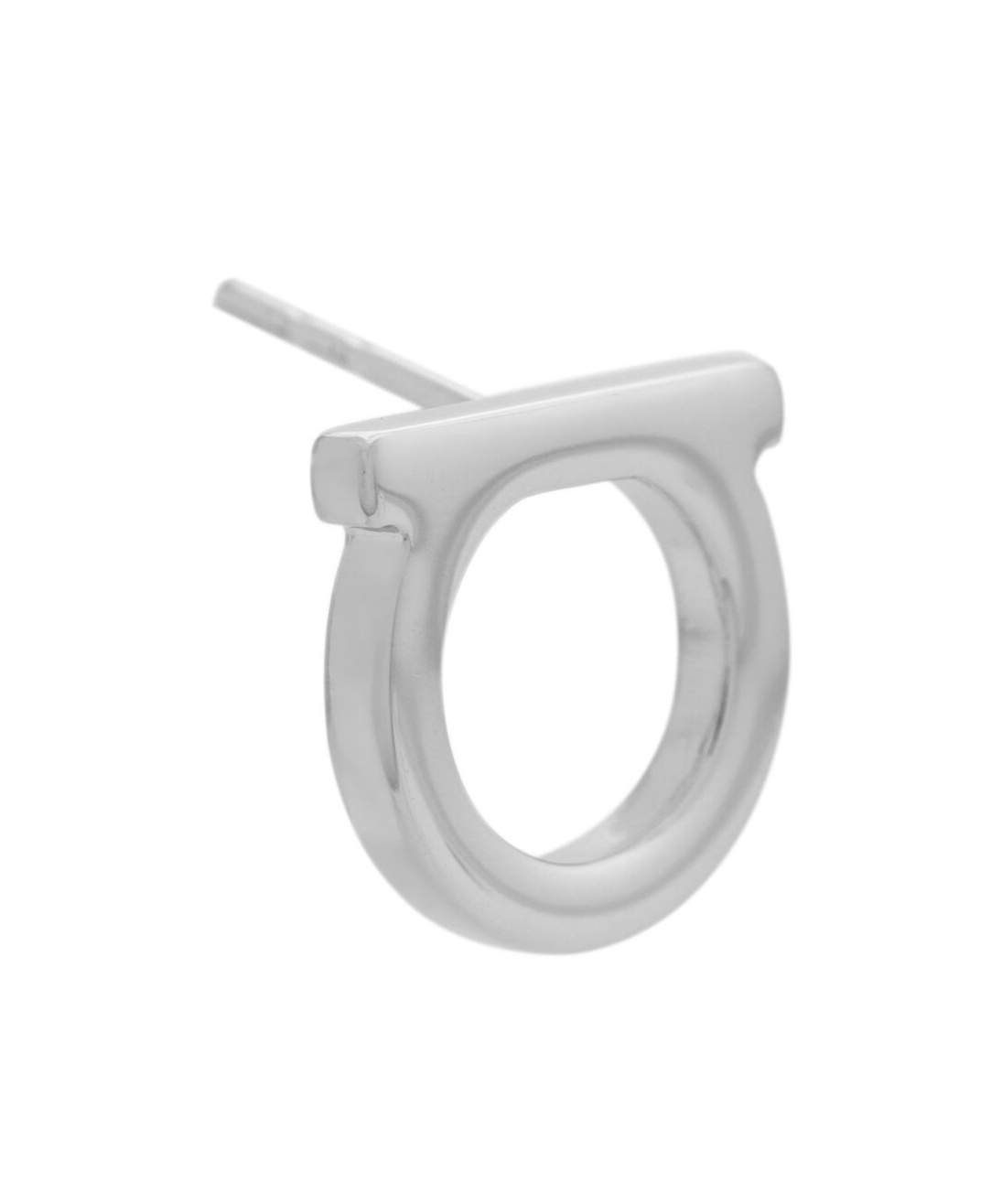 Ferragamo Gancini Stud Earrings With Glossy Gold Finish In White