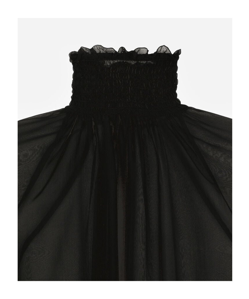DOLCE & GABBANA DOLCE  GABBANA SMOCK-STITCH DETAILED CHIFFON BLOUSE