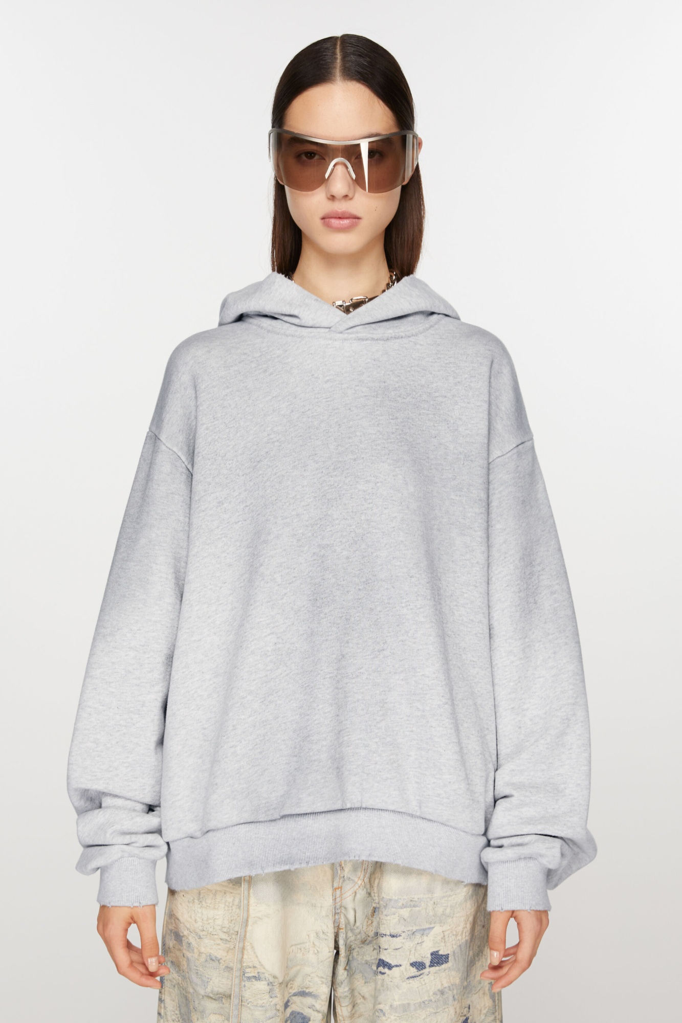 Acne Studios Melange Hoodie Logo Ci0159co R 92h In Gray