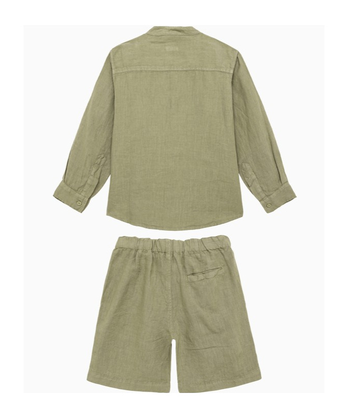 Il Gufo Long-sleeved Shirt And Shorts Suit In Nude