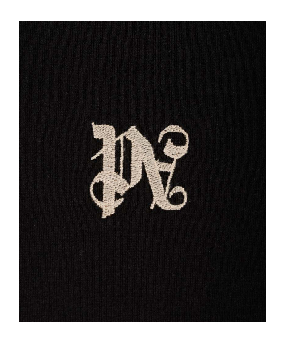 PALM ANGELS PALM ANGELS PA MONOGRAM EMBROIDERED CREWNECK T-SHIRT 