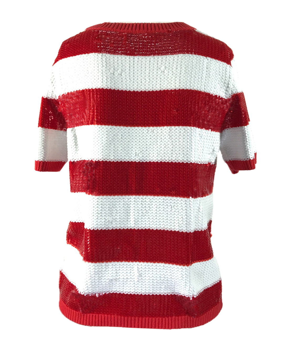Shop Armani Jeans Striped Short-sleeved Sweater In Red