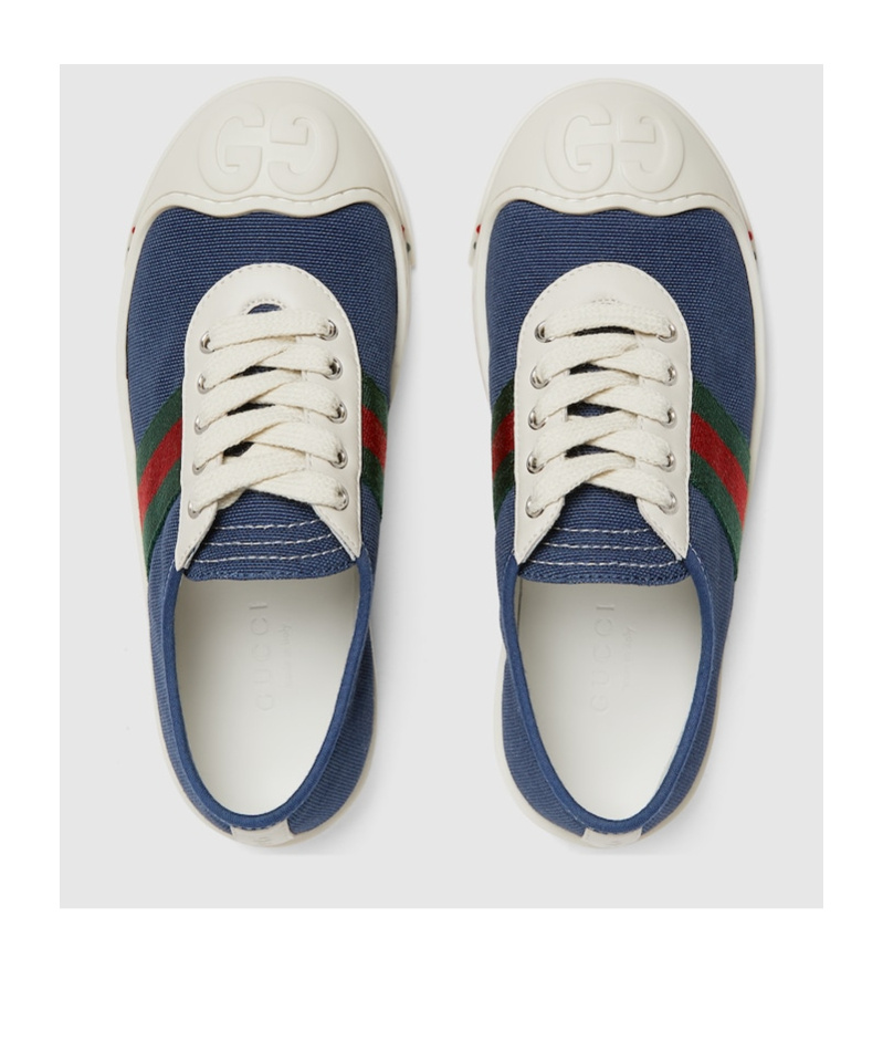 Gucci Logo-embossed Canvas Sneakers In Blue
