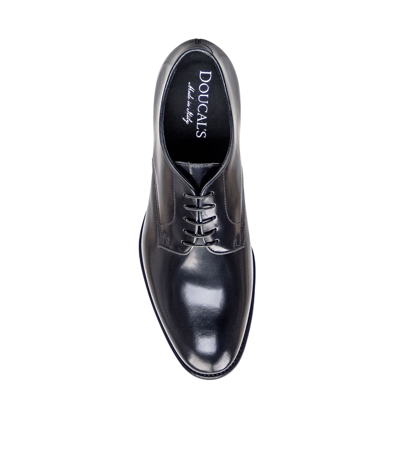 Doucal's Classic Black Derby Shoes Polished Finish In Calf Leather Man In Black