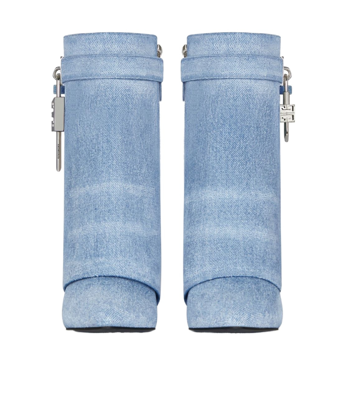Givenchy Shark Lock Denim Ankle Boots In Medium Blue