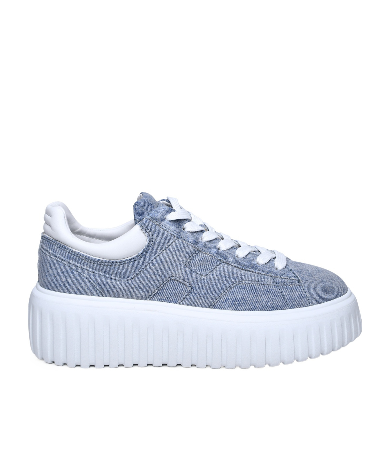 Hogan Logo-patch Denim Platform Sneakers In White