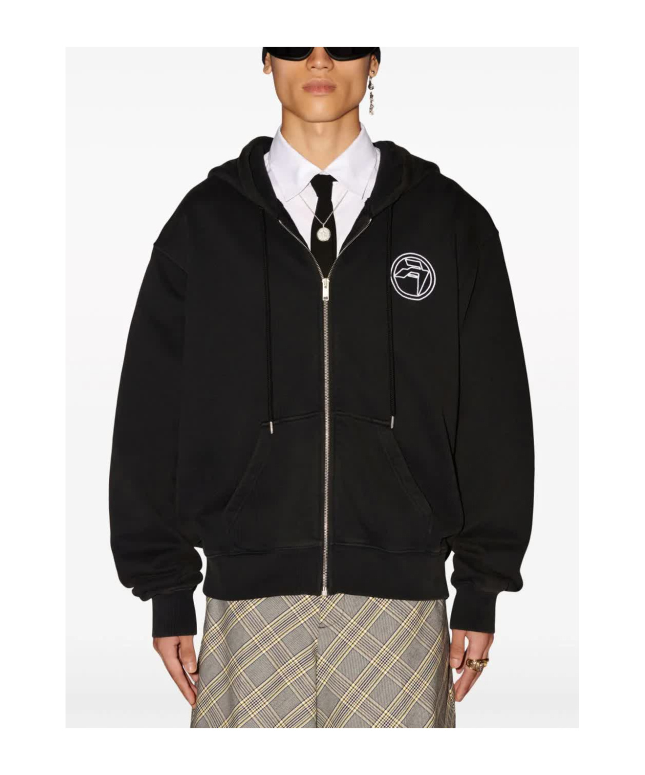 Ambush Drawstring Hood Cotton Sweatshirt In Black
