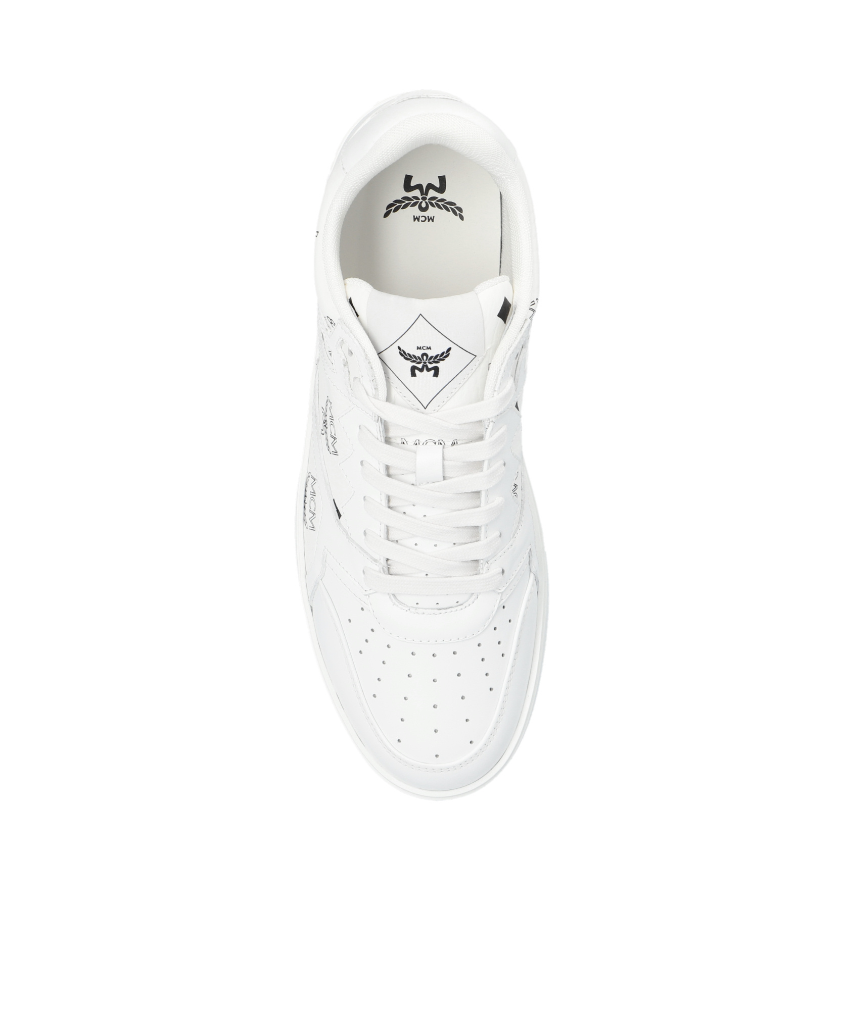 Mcm Terrain Canvas Printed Sneakers In White