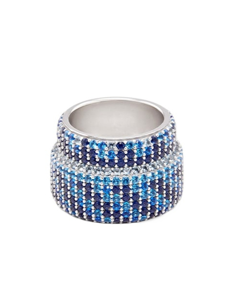 Loewe Grosser Ring Aus Sterlingsilber Mit Kristall-pavé Grösse:15 Für Frau In White