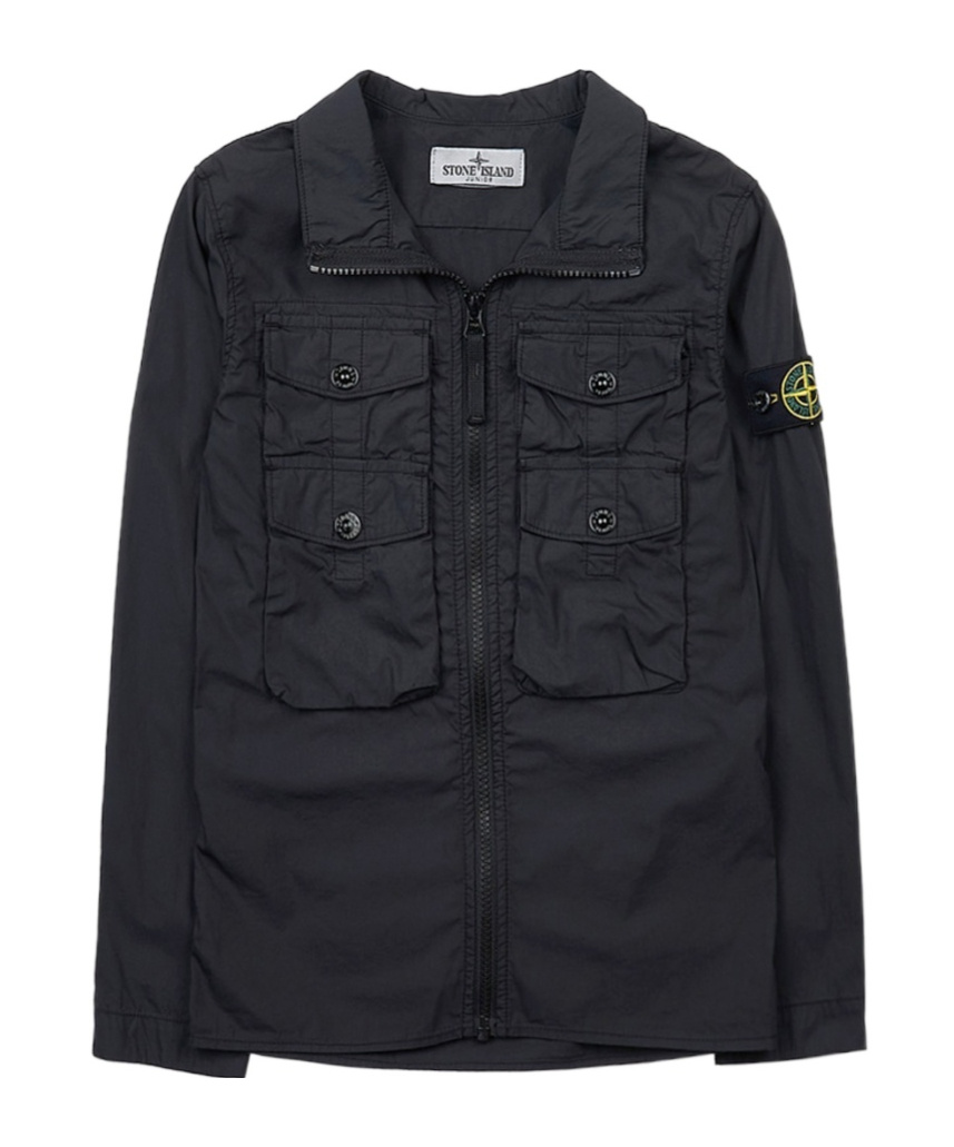 Stone Island Logo-patch Zip-up Jacket In Black