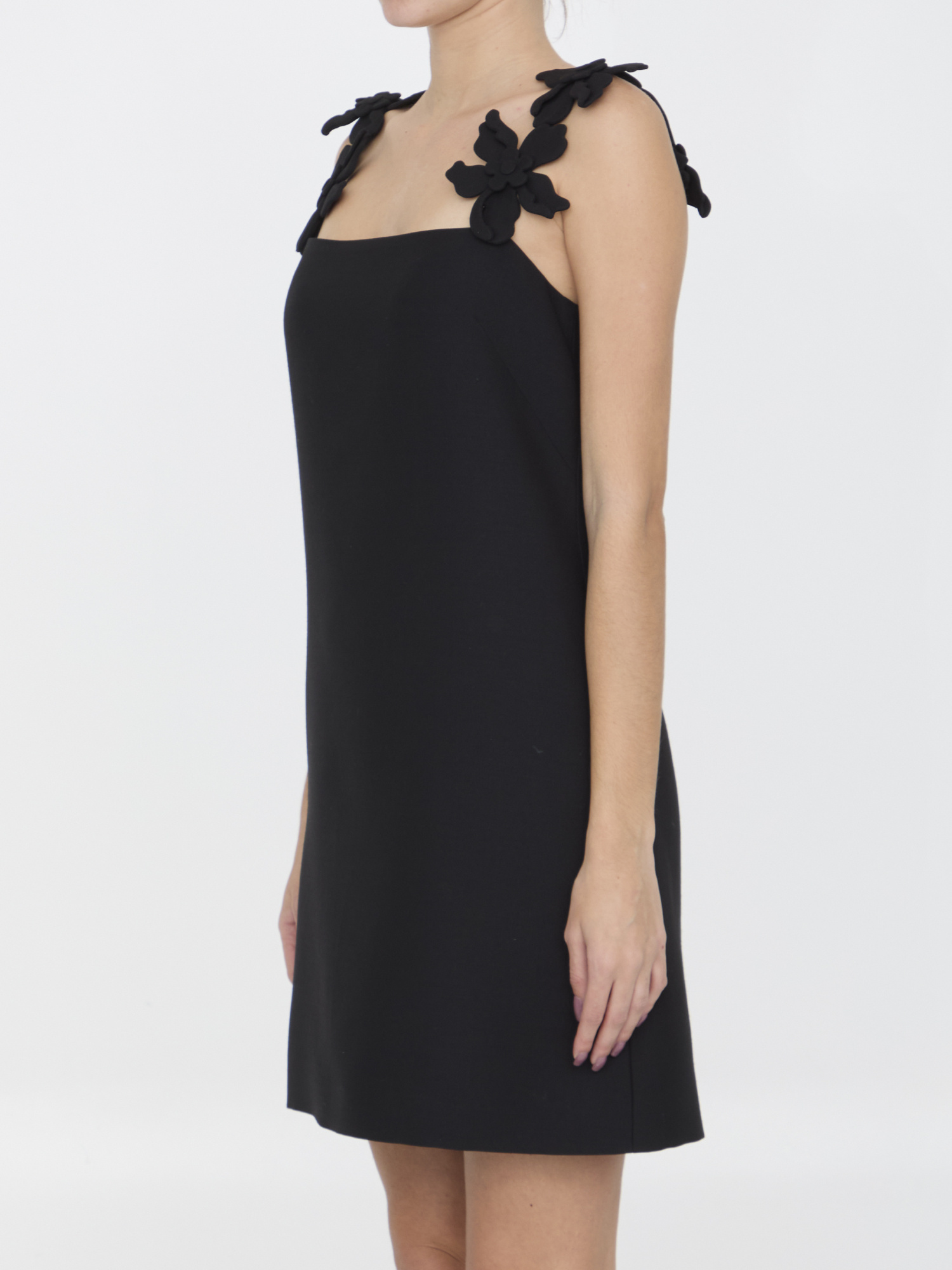 Valentino Crepe Couture Embroidered Minidress In Black