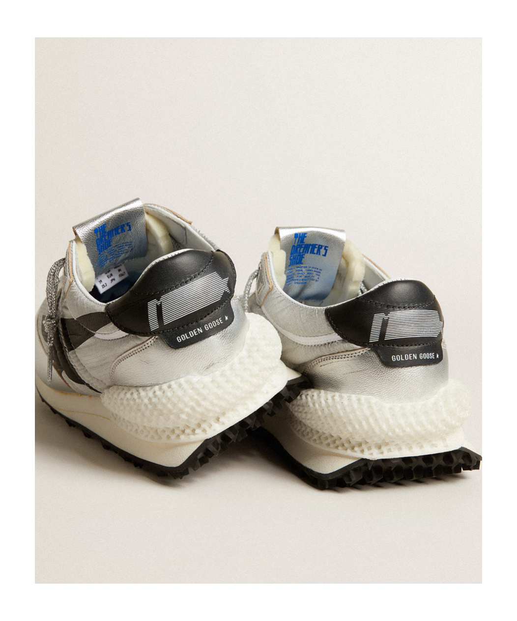 Golden Goose Marathon Nylon Sneakers With Silver Ripstop And Black Star Shoes In White