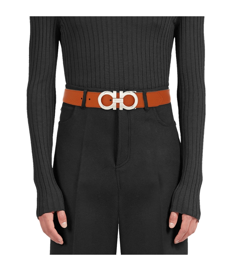 Ferragamo Salvatore Gancini-buckle Reversible Belt In Brown