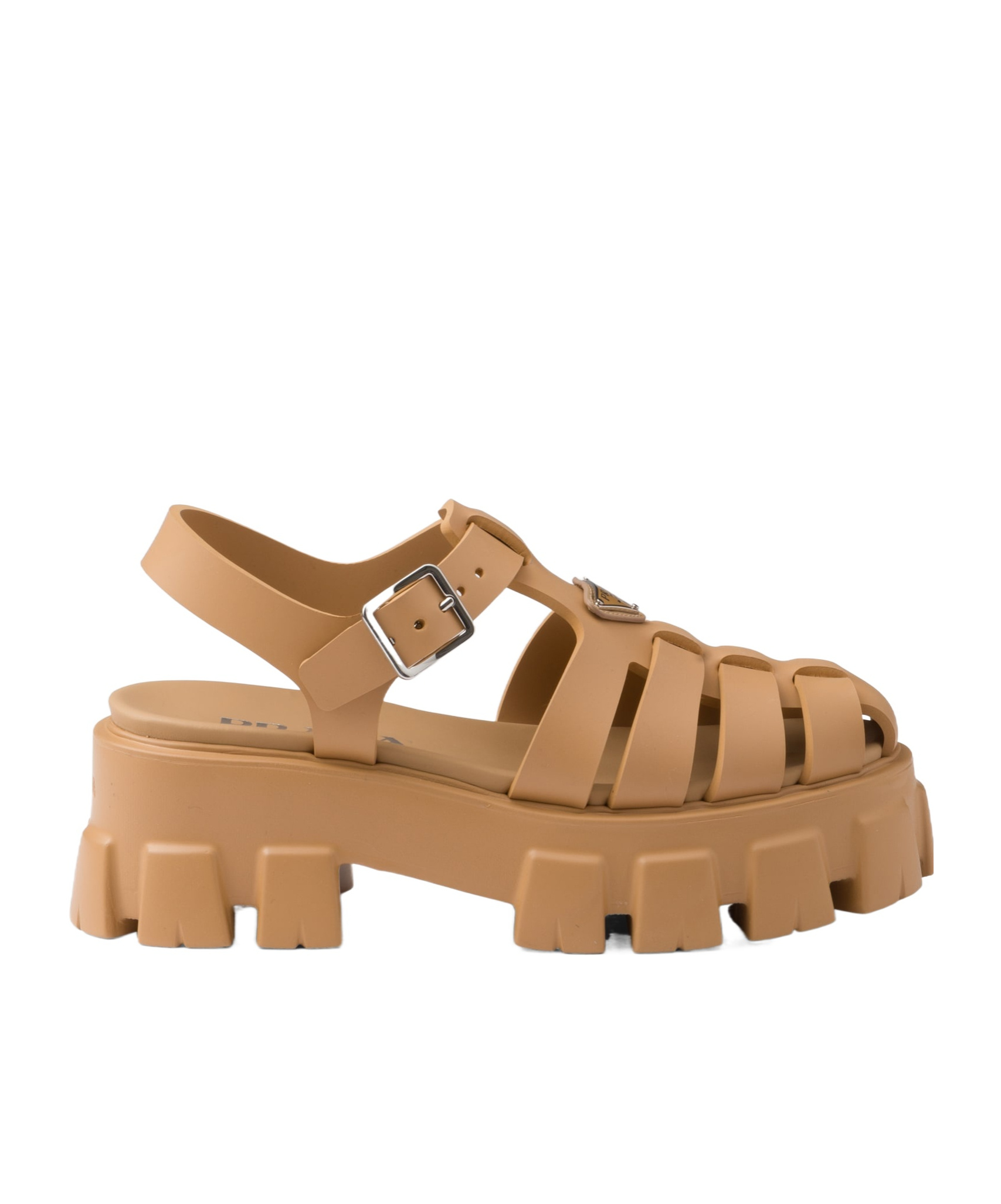 Prada Chunky Platform Sandals With Interwoven Straps In Brown