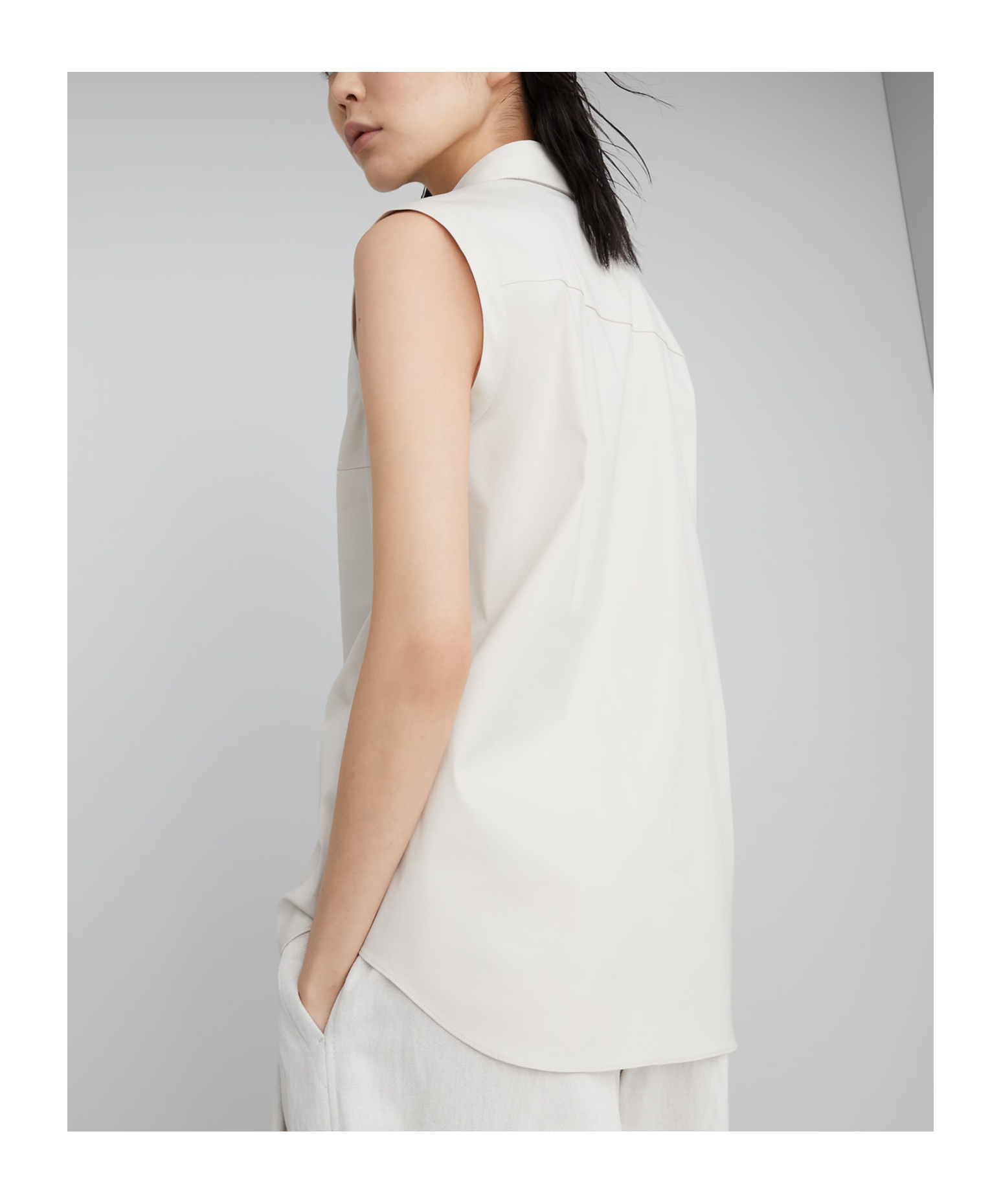 Shop Brunello Cucinelli Plain Sleeveless Shirt In Gray