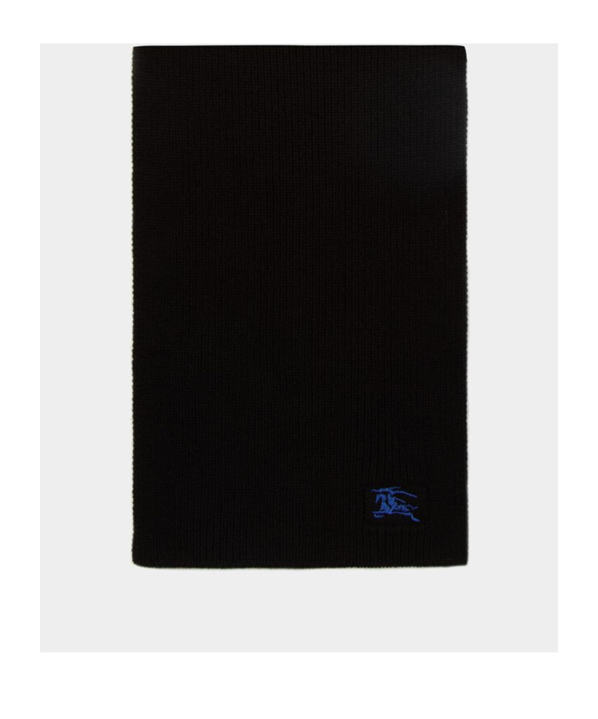 Burberry Logo Embroidered Knitted Scarf In Black
