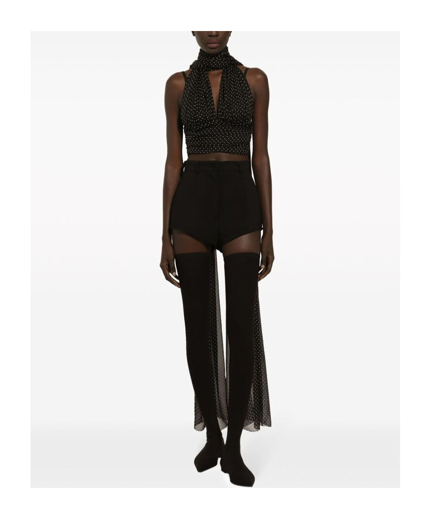 Dolce & Gabbana Chiffon Top With Scarf Accessory In Black